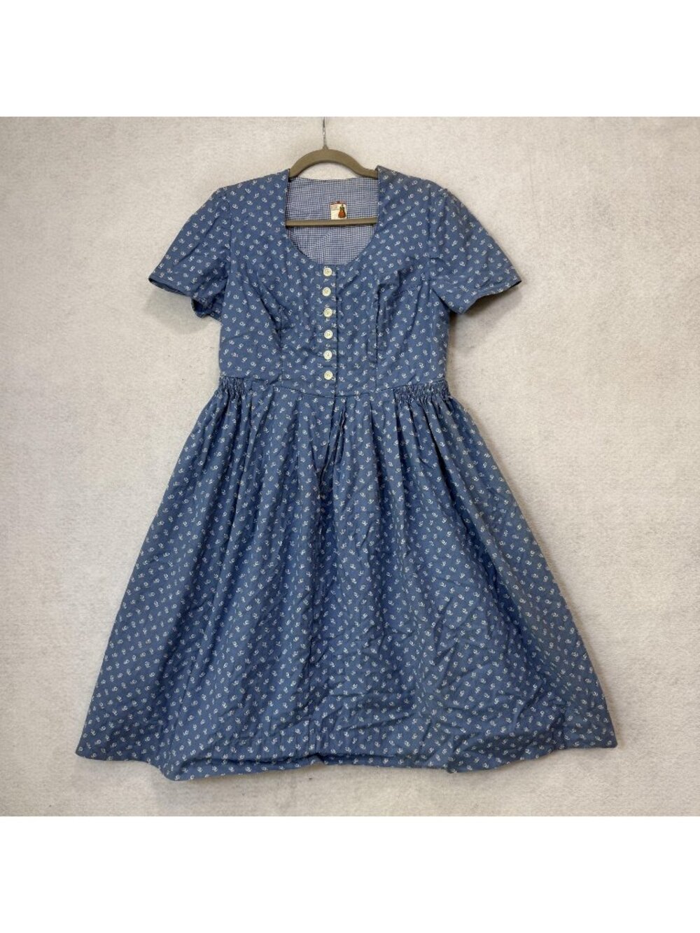 Tostmann Dress Womens Size Blue Floral Button Front Fit Flare Midi Oktoberfest